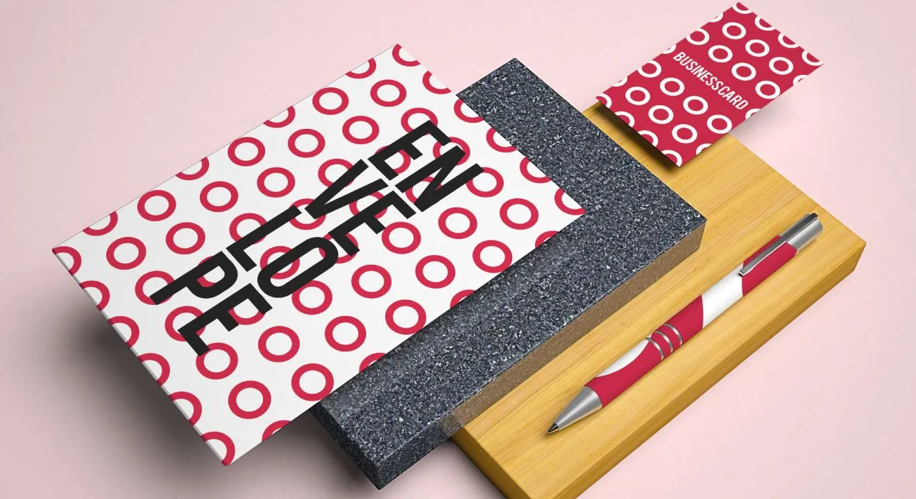 Brand collateral laid out for review