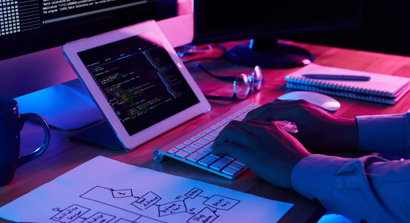 A developer building out an interface component by component